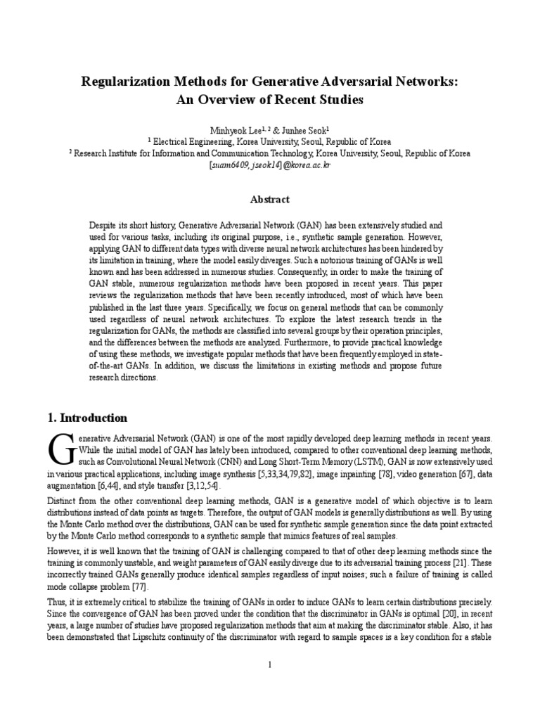 Regularization Methods For Generative Adversarial Networks: An Overview ...