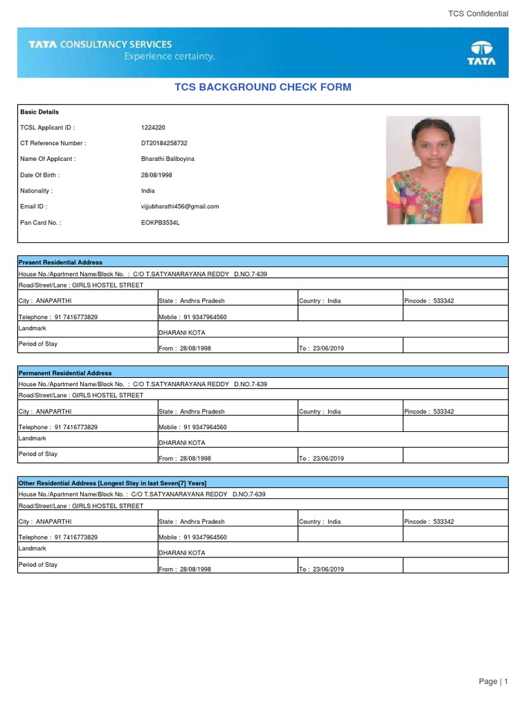 TCS Background Check Reference Form | PDF | Common Law | Government
