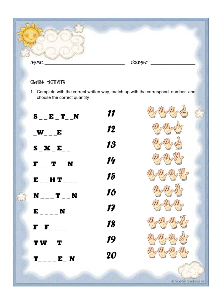Number Words Matching Activity | PDF