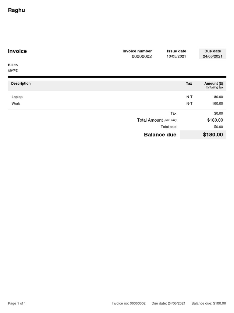 Raghu: Invoice Number Issue Date Due Date | PDF