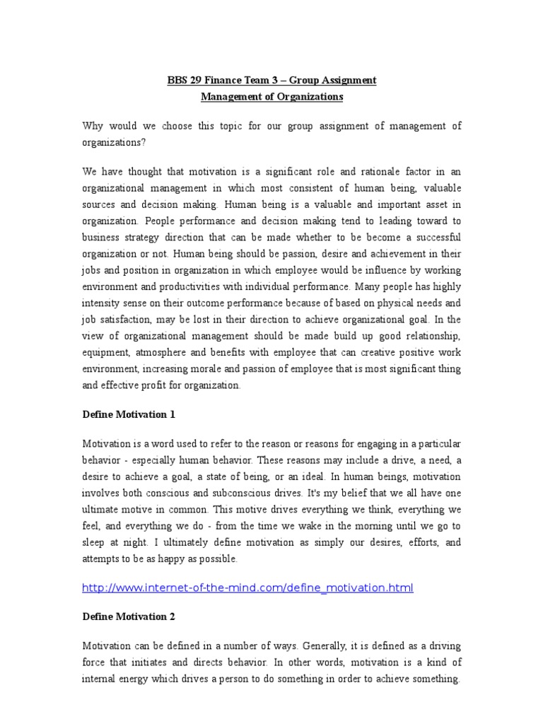 Motivation in Organizational Management | PDF | Motivation | Motivational