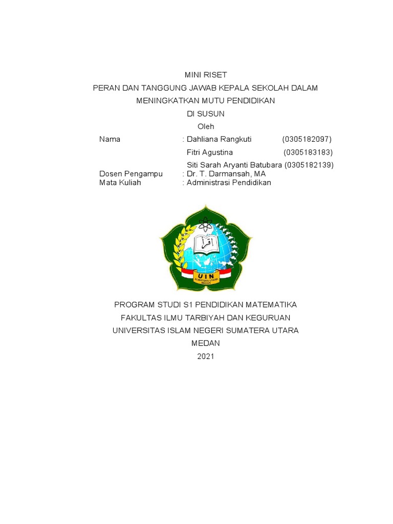 Peran Kepala Sekolah Tingkatkan Mutu Pendidikan | PDF