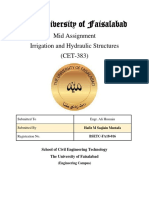 The University of Faisalabad: Mid Assignment Irrigation and Hydraulic Structures (CET-383)