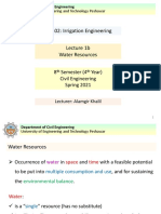 CE-402: Irrigation Engineering: 8 Semester (4 Year) Civil Engineering Spring 2021