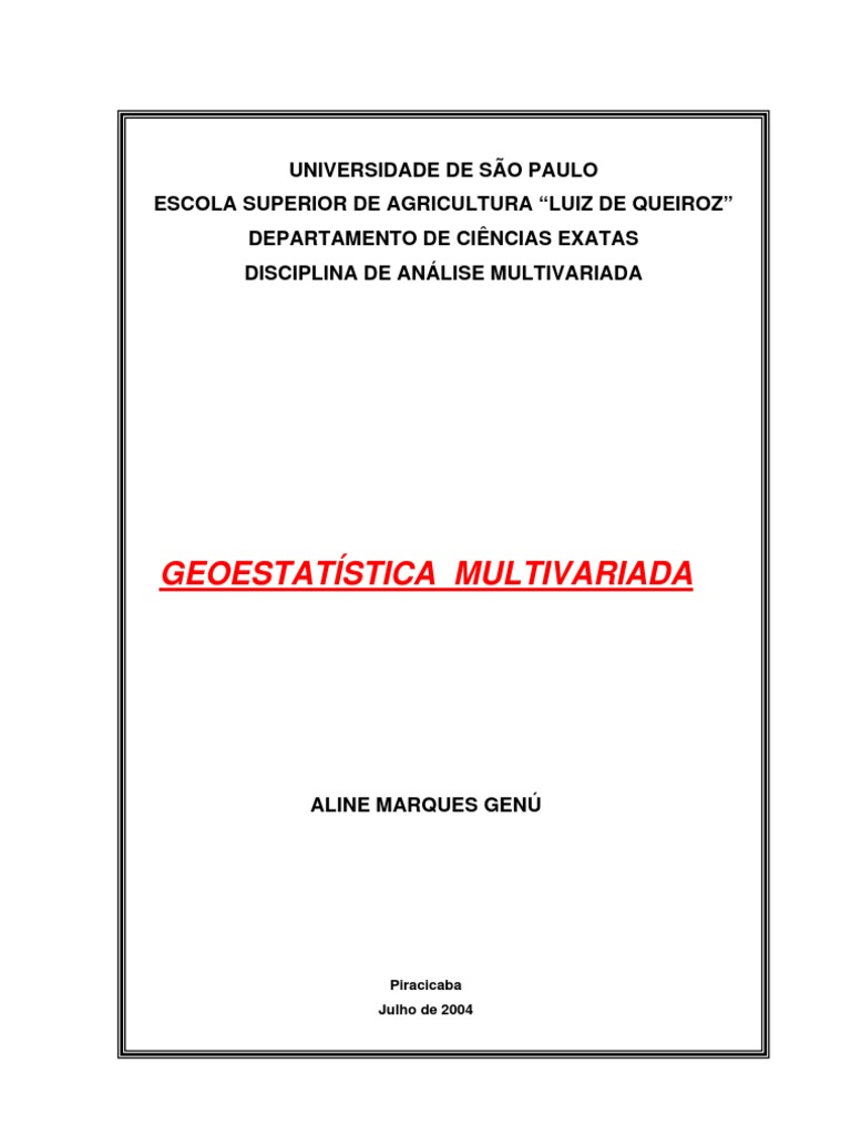 Aplicação da Geoestatística em Ciências Agrarias