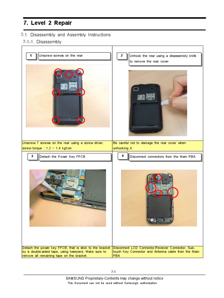 Level 2 Repair 71. Disassembly and Assembly Instructions 711