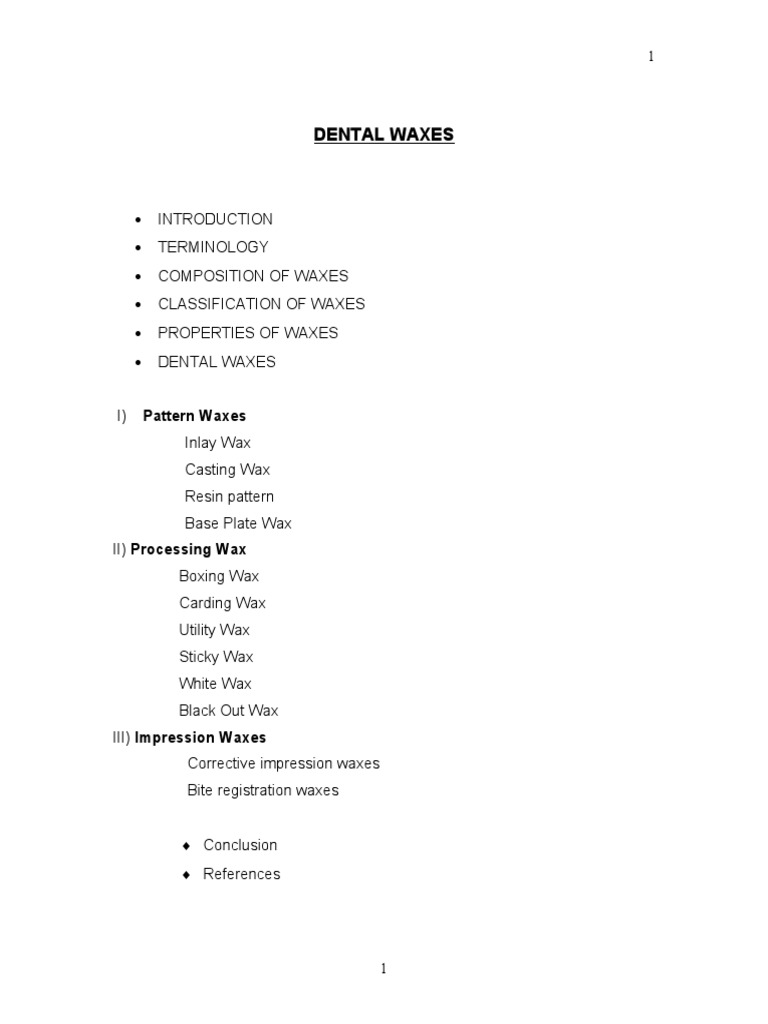 Dental Waxes 1 PDF Wax Thermal Expansion