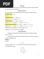 Axioms of Equality and Equations