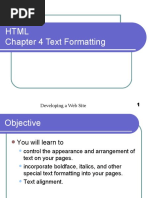 HTML Chapter 4 Text Formatting: Developing A Web Site 1