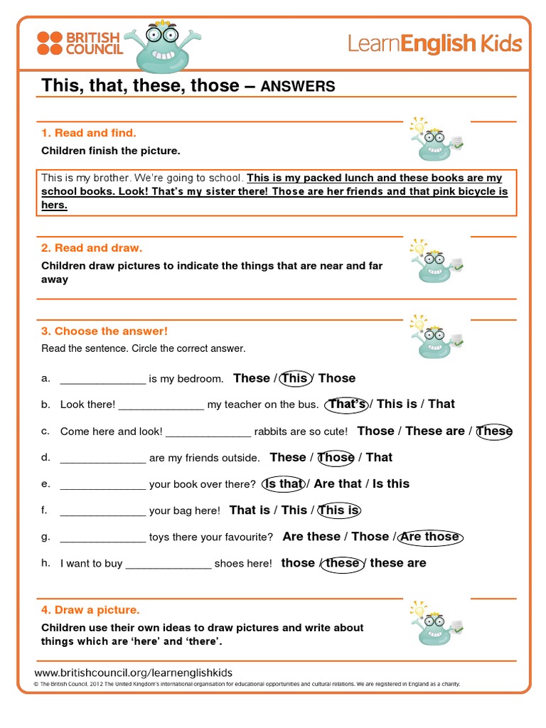 This, That, These, Those - : Answers | PDF