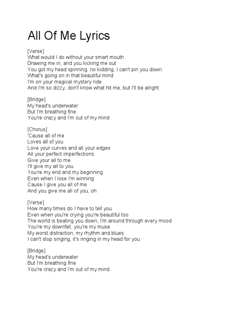 All of Me Lyrics | PDF