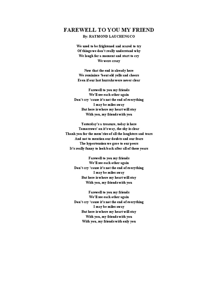 Farewell To You My Friend | PDF