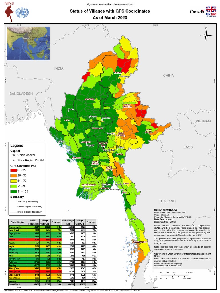 Status of Villages With GPS Coordinates MIMU1136v06 26mar2020 A3 | PDF ...