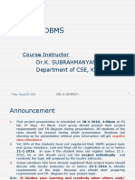 Course - DBMS: Course Instructor Dr.K. Subrahmanyam Department of CSE, KLEF
