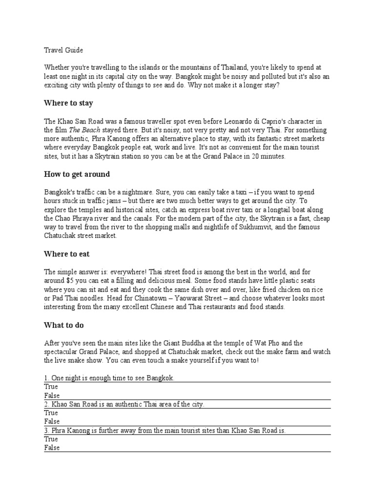 Travel Guide Pdf Bangkok Thailand