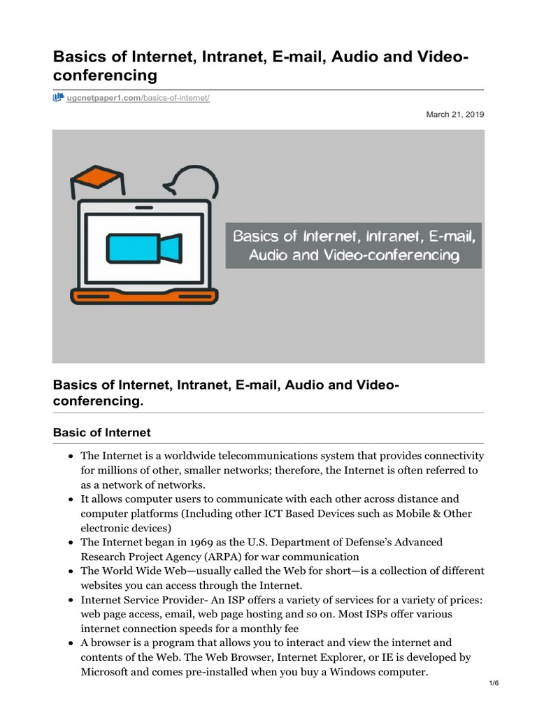 Basics of E Mail Audio and Video Conferencing ICT Part 2 PDF Domain Name
