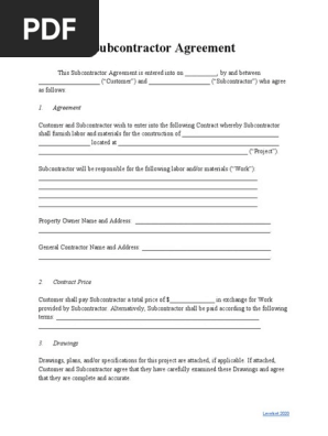 Simple Subcontractor Agreement Template
