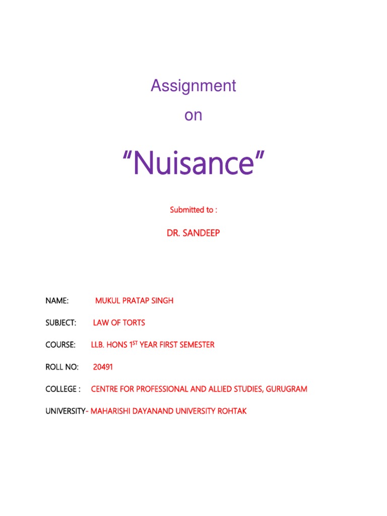 Analysis Of The Tort Of Nuisance Examining The Essential Elements