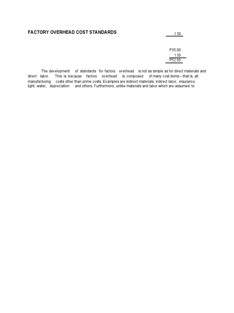 Factory Overhead Cost Standards | PDF | Management Accounting ...