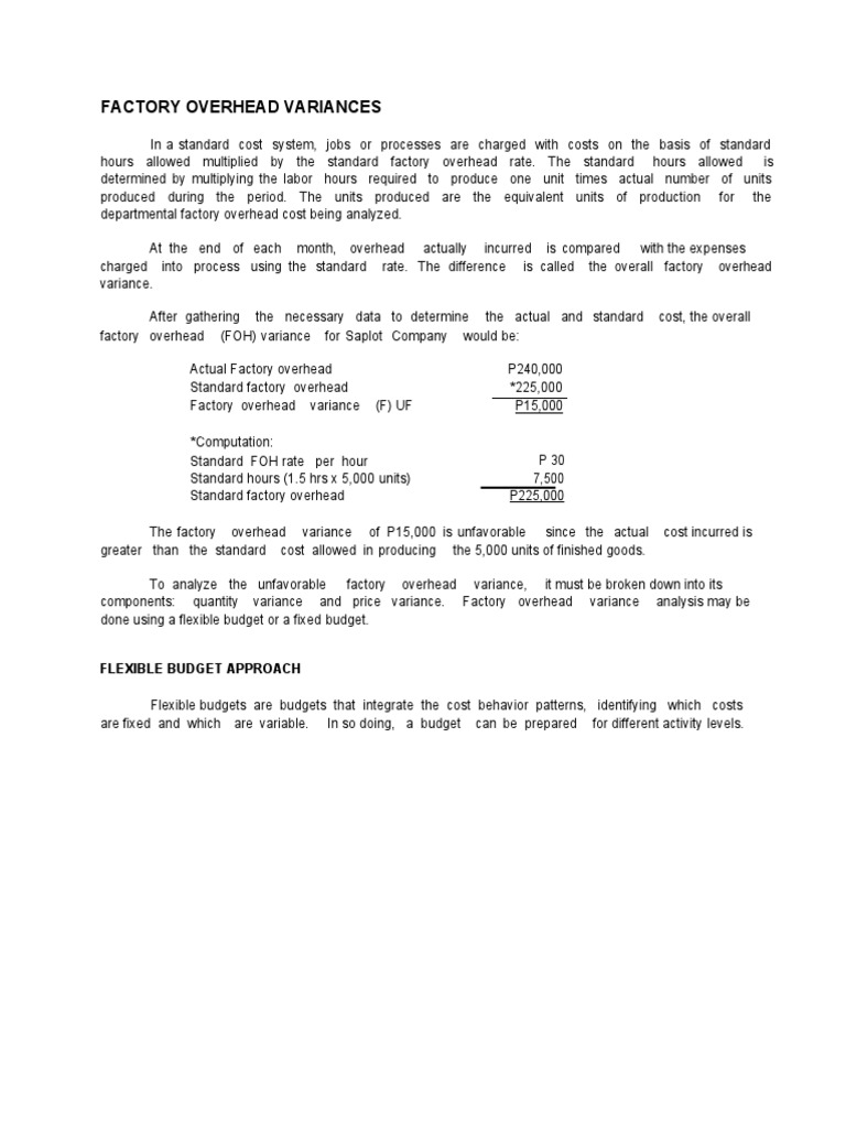 Analyzing Factory Overhead Variances | PDF | Variance | Cost