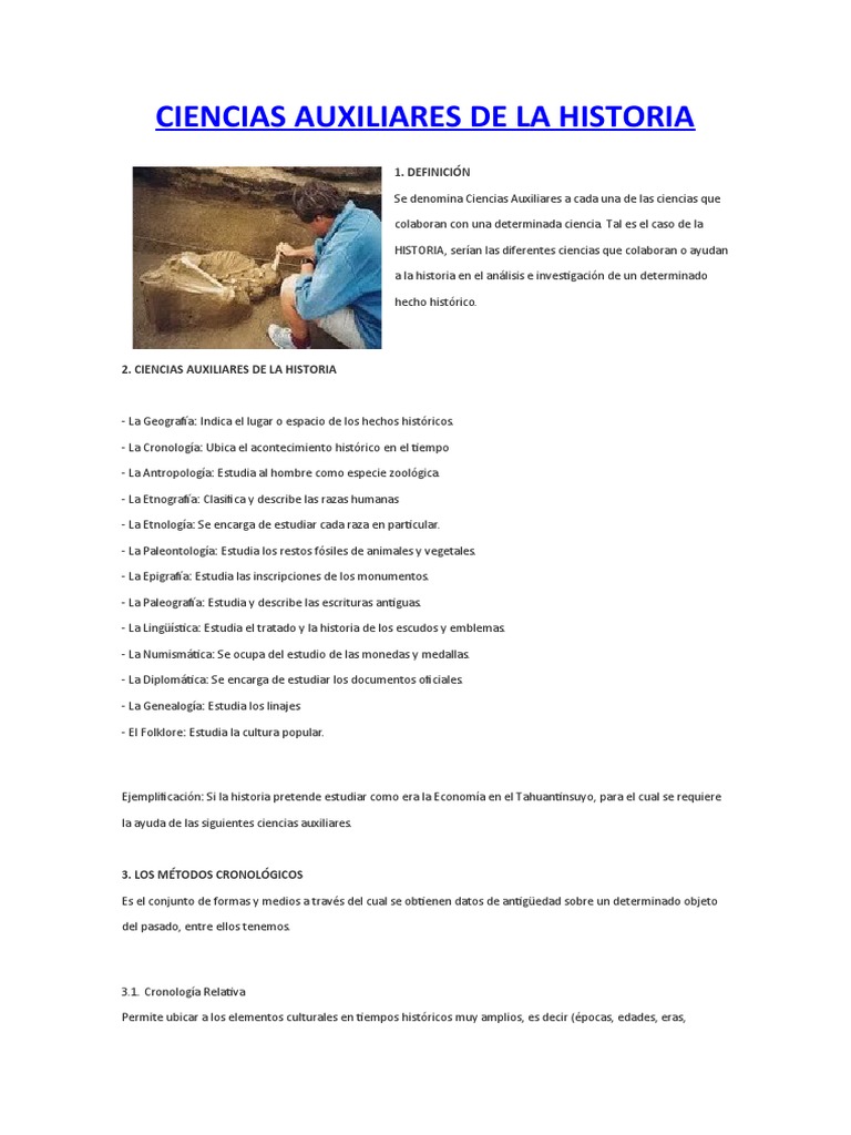 CIENCIAS AUXILIARES DE LA HISTORIA