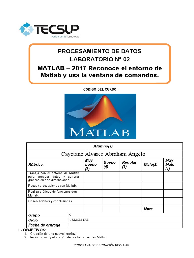 Uso de Matlab 2017 y Ventana de Comandos | PDF | Matlab | Ecuaciones