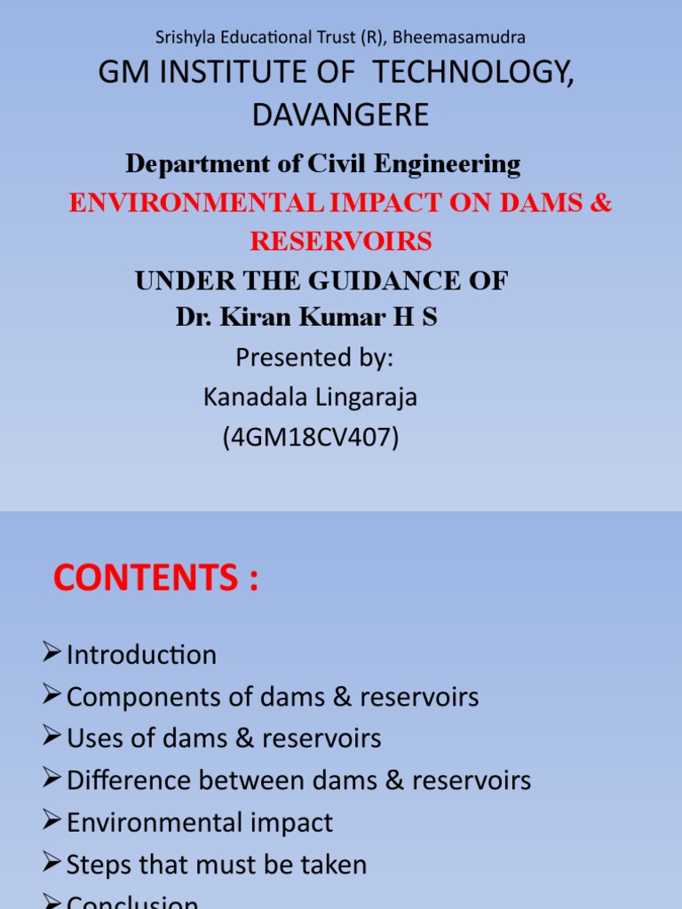 Analyzing the Environmental Impacts of Dams and Reservoirs A Case