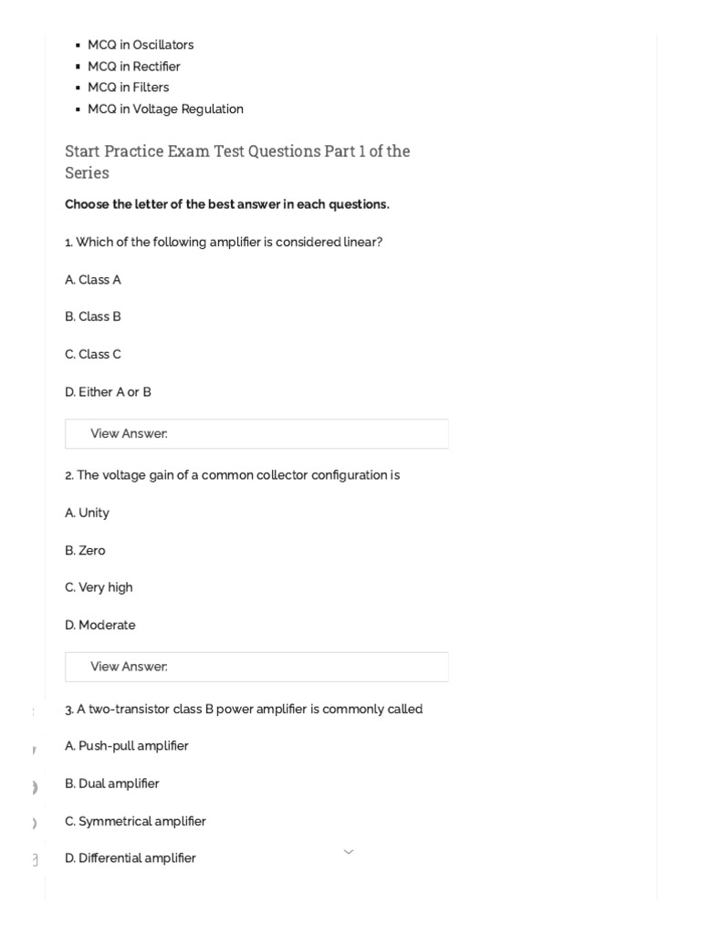 Electronic MCQ PDF Amplifier Bipolar Junction Transistor