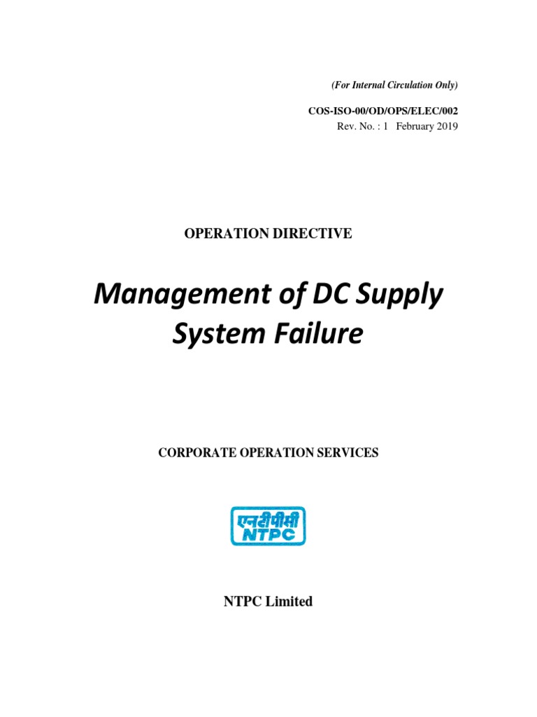 DC Supply System Failure Management | PDF | Electrical Substation ...