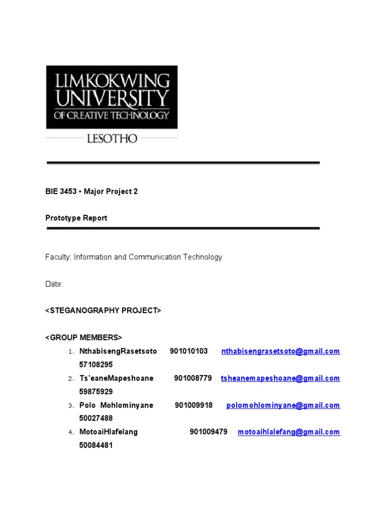 Steganography Prototype Report | PDF | Information Age | Software