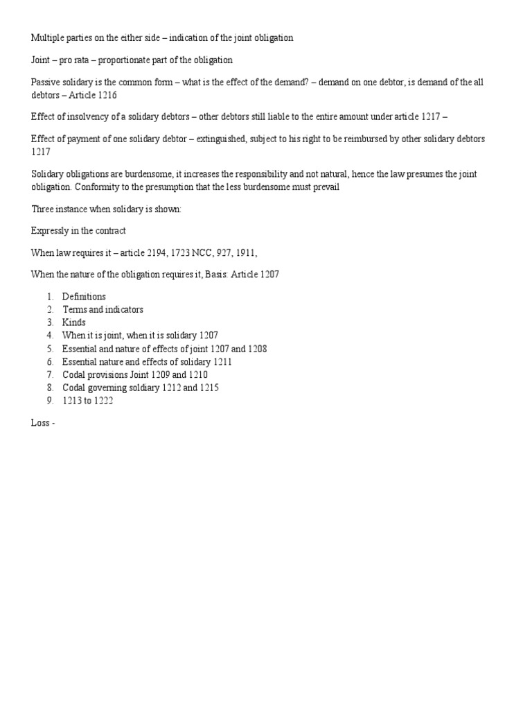 Difference Between Joint Obligation And Solidary Obligation