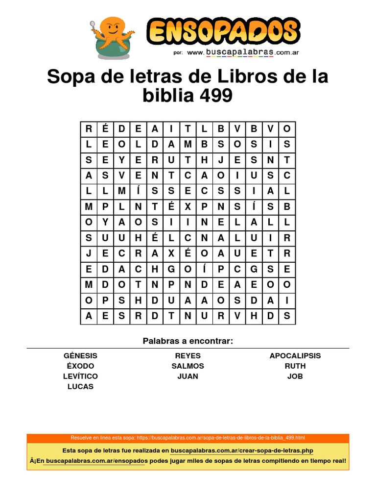 Sopa de Letras: Libros de la Biblia | PDF
