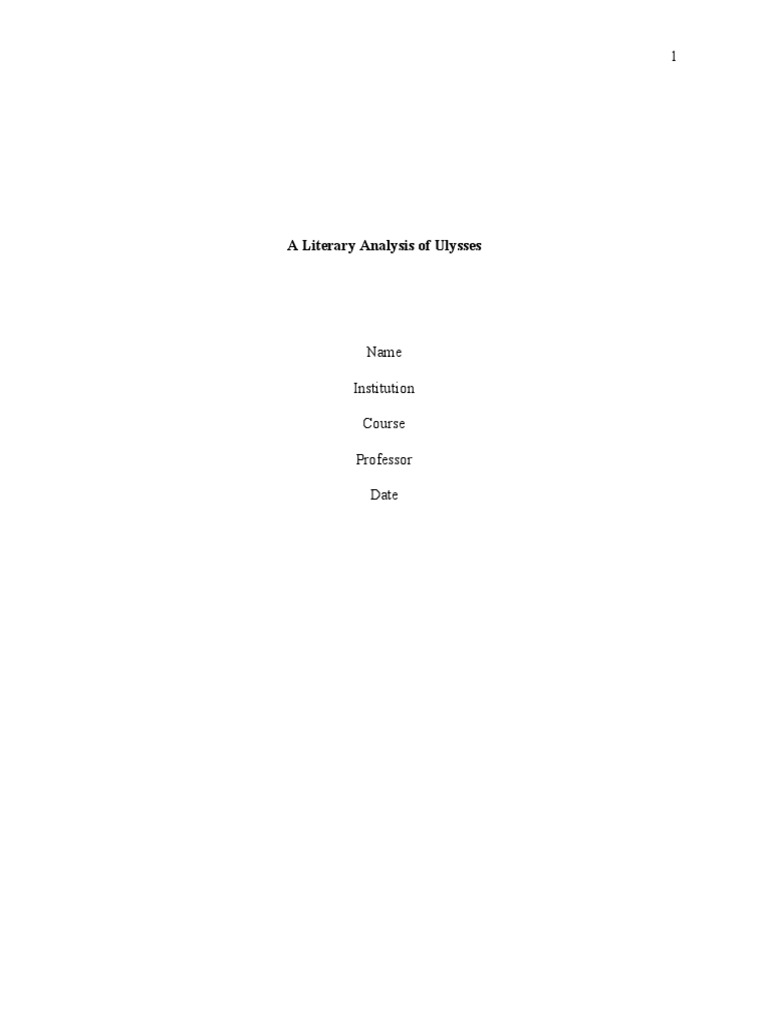 A Literary Analysis of Ulysses PDF Ulysses (Novel) Odysseus