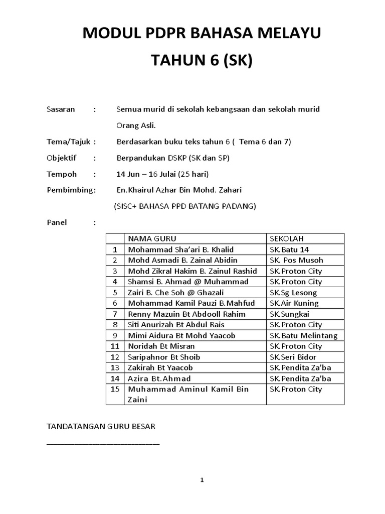 Modul Tahun 6 Pdpr Pdf