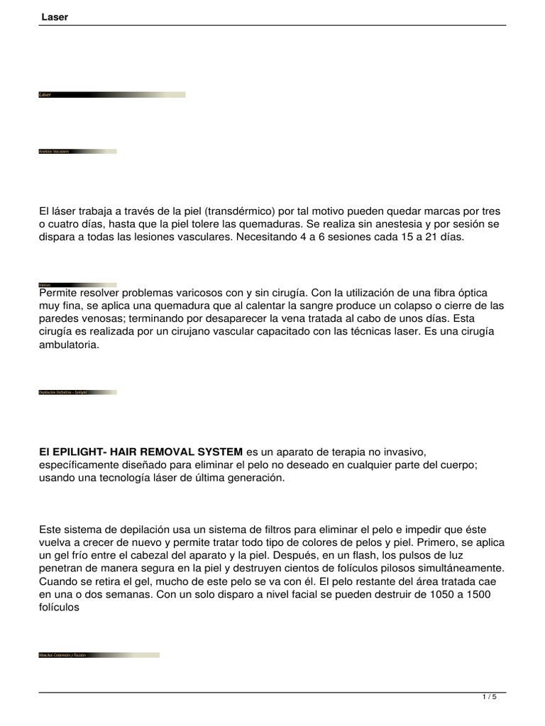 Epilight Hair Removal System PDF Cirugía Láser