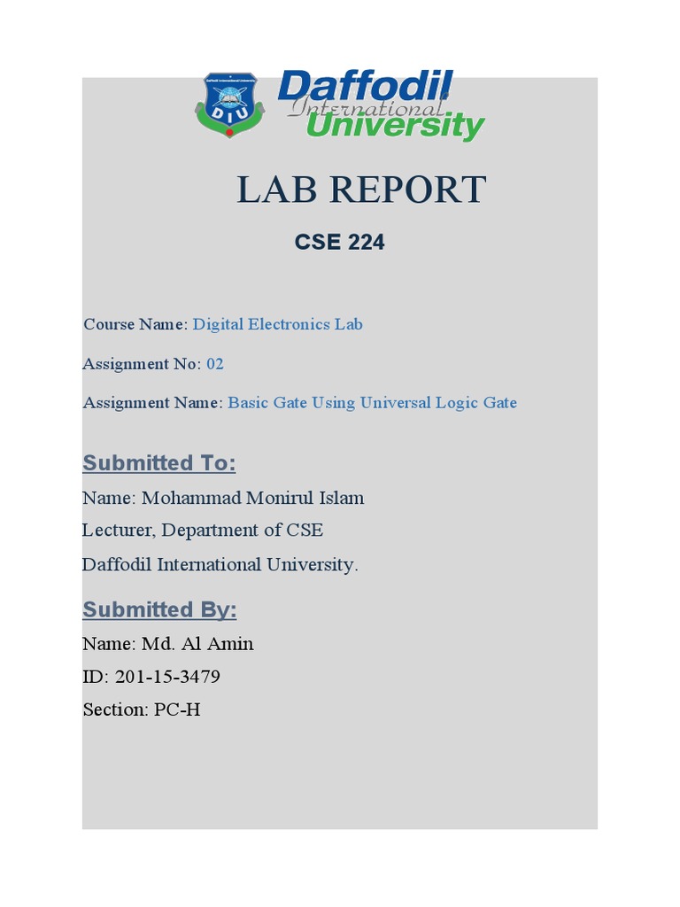 Lab Report Submitted To PDF Logic Gate Mathematical Logic