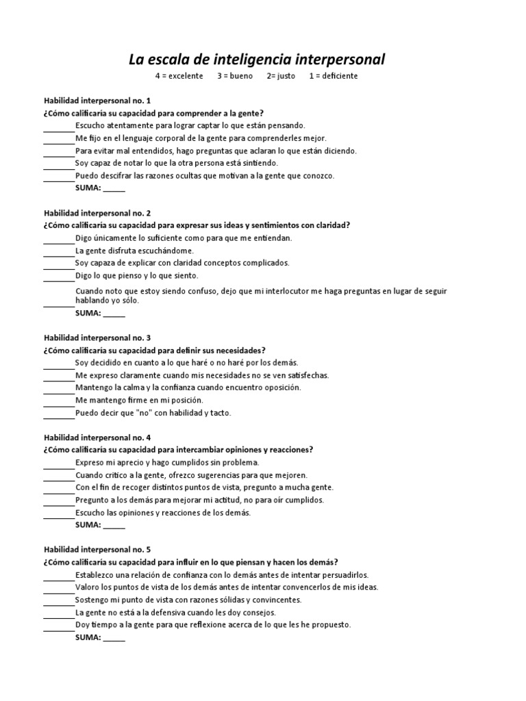 Escala de Inteligencia Interpersonal | PDF | Inteligencia | Cociente de ...