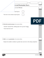 Year 4 English Grammar and Punctuation Test 6