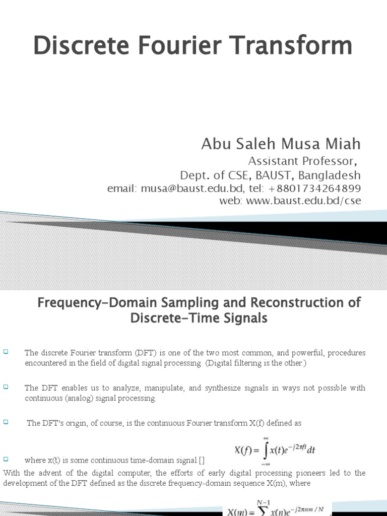Understanding Discrete Fourier Transform | PDF | Discrete Fourier ...