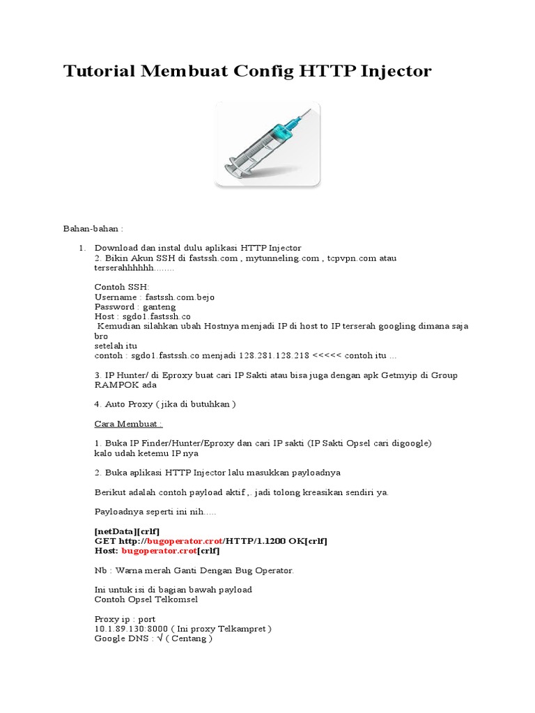 Tutorial Membuat Config HTTP Injector 2020 (SFILE | PDF | Bisnis | Komputer