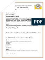 Guía de Recuperación de Matemáticas 1ro. Básico