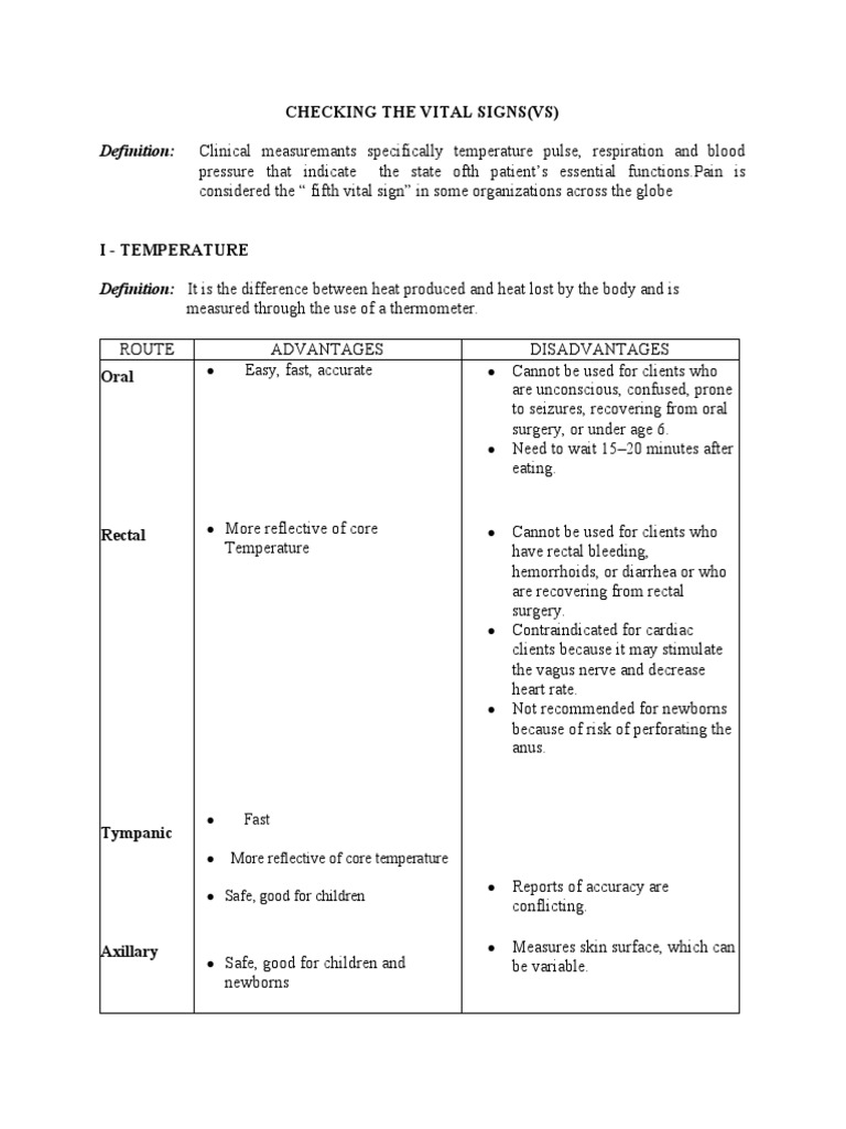 Vital Signs Monitoring Procedures | PDF | Pulse | Rectum