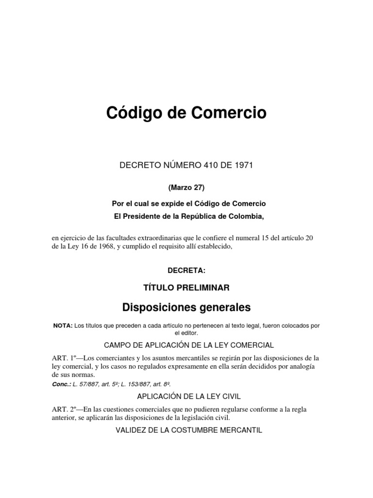Codigo de Comercio Colombiano Sociedad de