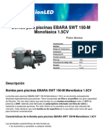 Ficha Bomba para Piscinas EBARA SWT 150-M Monofásica 1.5CV