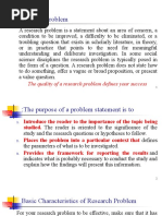 Research Problem: The Quality of A Research Problem Defines Your Success