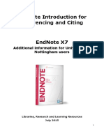 Endnote Introduction For Referencing and Citing: Additional Information For University of Nottingham Users