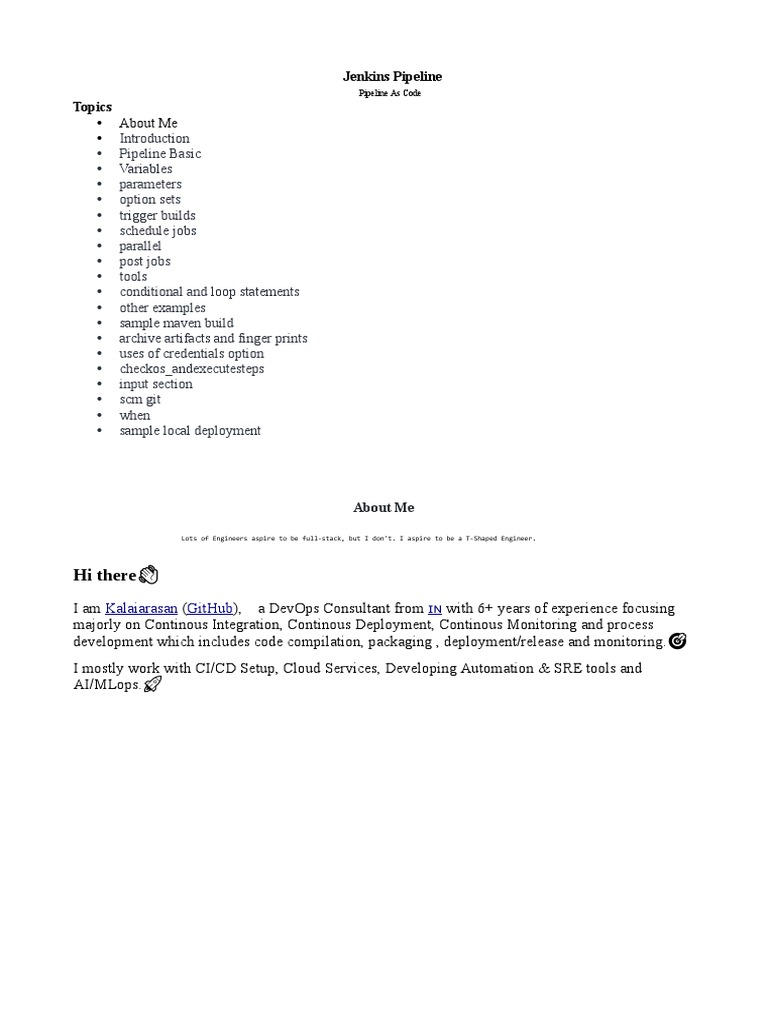 Jenkins Pipeline Basics and Examples | PDF | Version Control | Variable ...