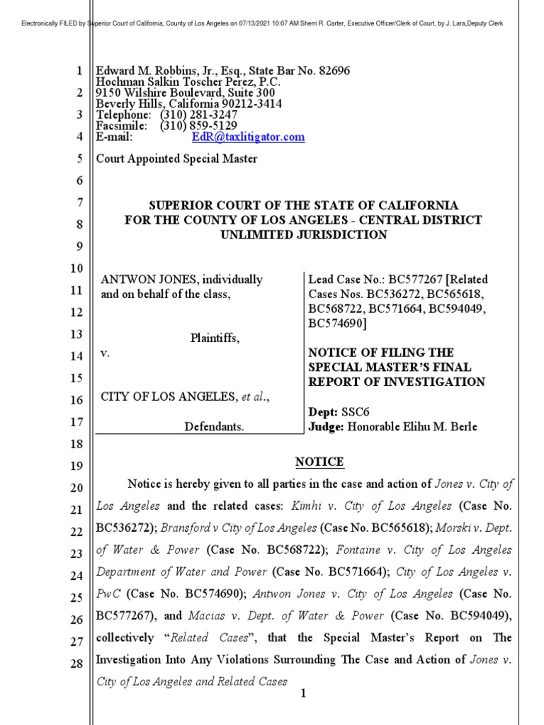 On Jones v. City of Los Angeles (Case No PDF Class Action Lawsuit