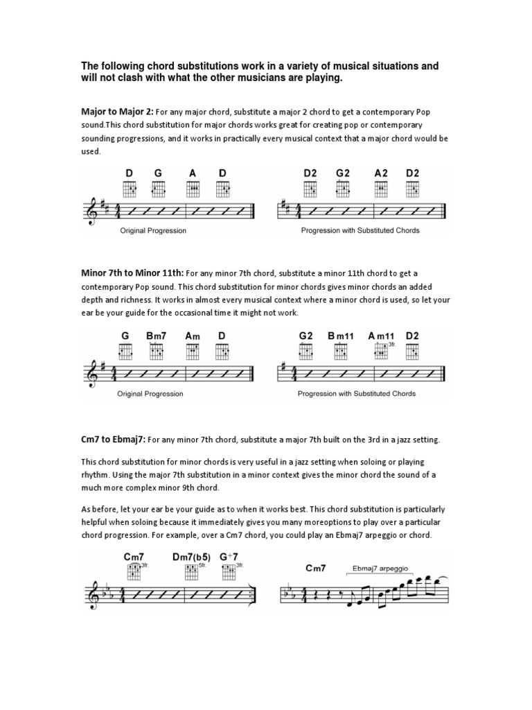 Chord Substitution PDF Chord (Music) Musical Techniques