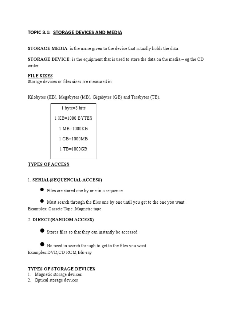 3.storage Devices and Media PDF Computer Data Storage Compact Disc